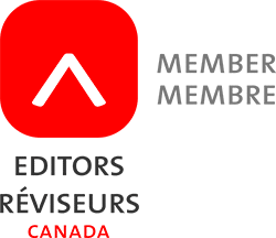 Editors Reviseurs Canada logo with the words member membre beside it.