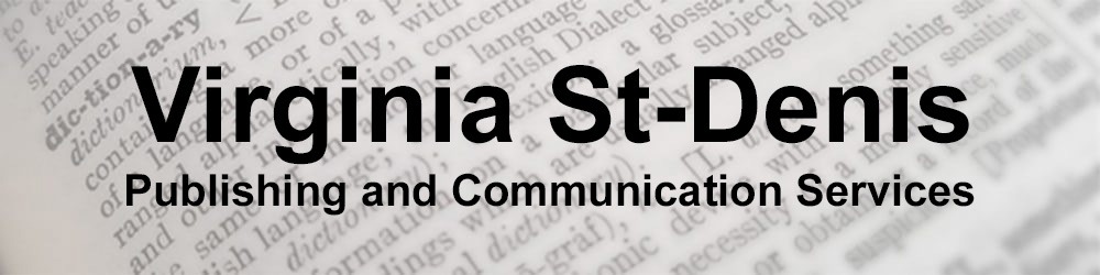 Text reads Virginia St-Denis. Publishing and Communication Services.